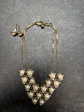 Lulu Frost Gold-Tone Pearl Statement Necklace and Stud Earrings Set